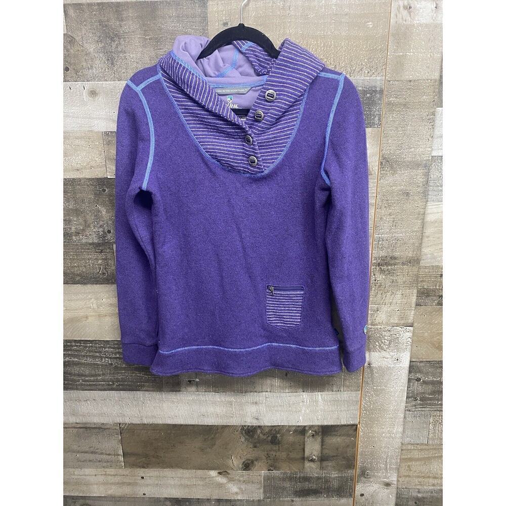 Kuhl Hoodie Chianti Fleece‎ Pullover Size X Small Purple Poly Wool Blend